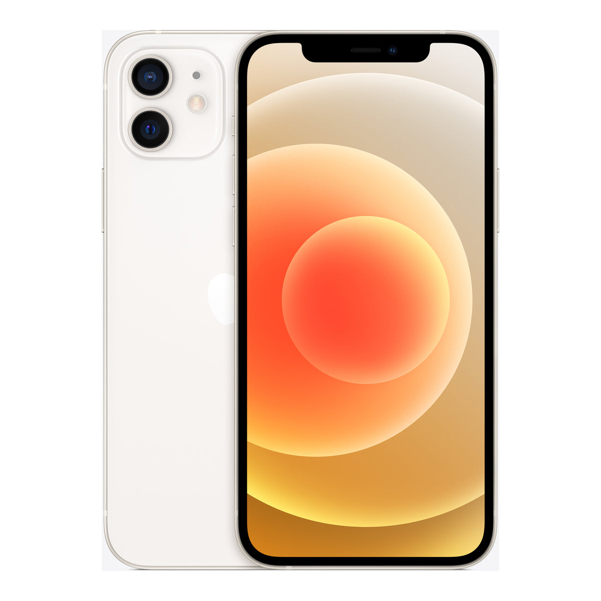 Apple iPhone 12 in White, front and back