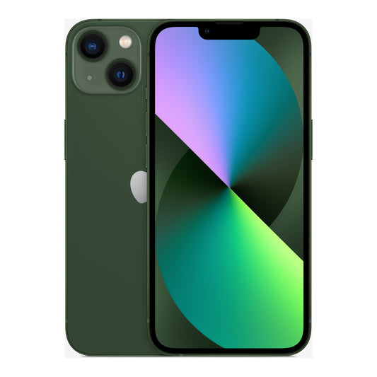 Apple iPhone 13 in Green, front and back