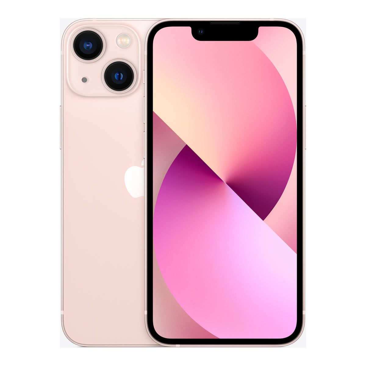 Apple iPhone 13 mini in Pink, front and back