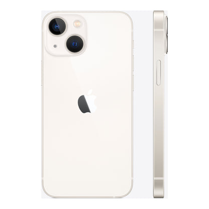 Apple iPhone 13 mini in Starlight, angled view