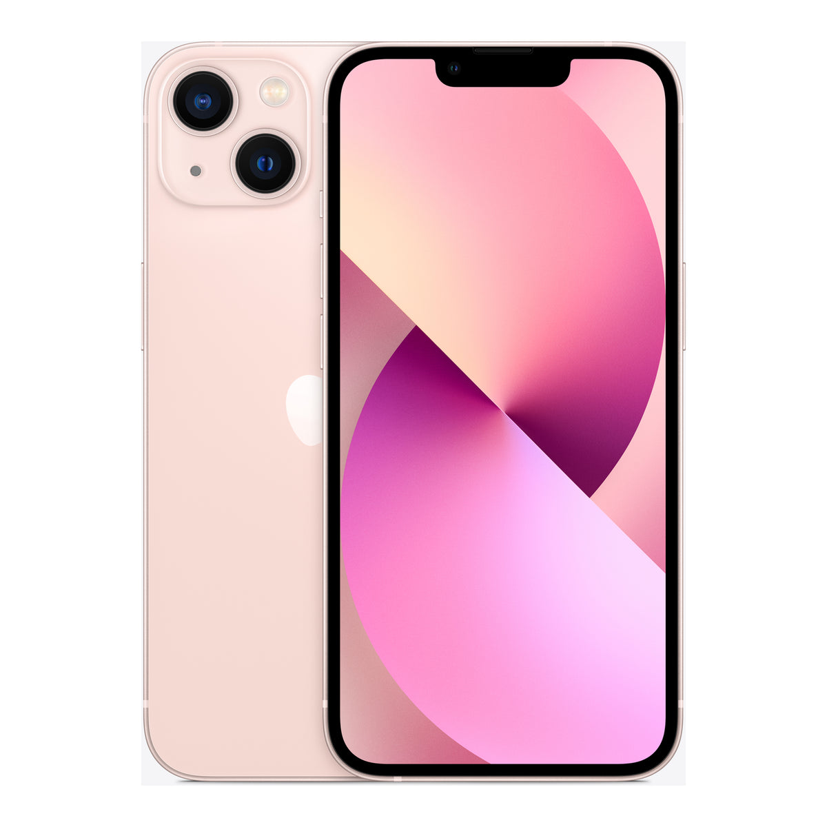 Apple iPhone 13 in Pink, front and back