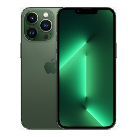 Apple iPhone 13 Pro in Alpine Green, front and back