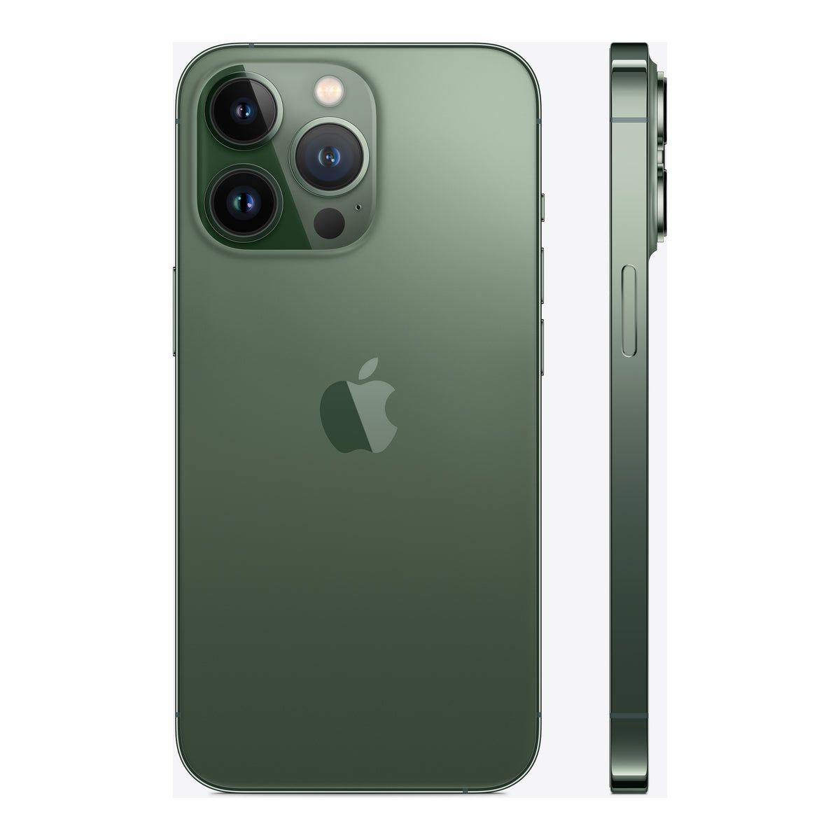Apple iPhone 13 Pro in Alpine Green, angled view