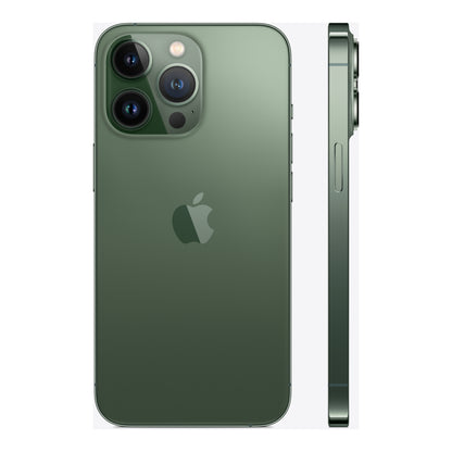 Apple iPhone 13 Pro in Alpine Green, angled view