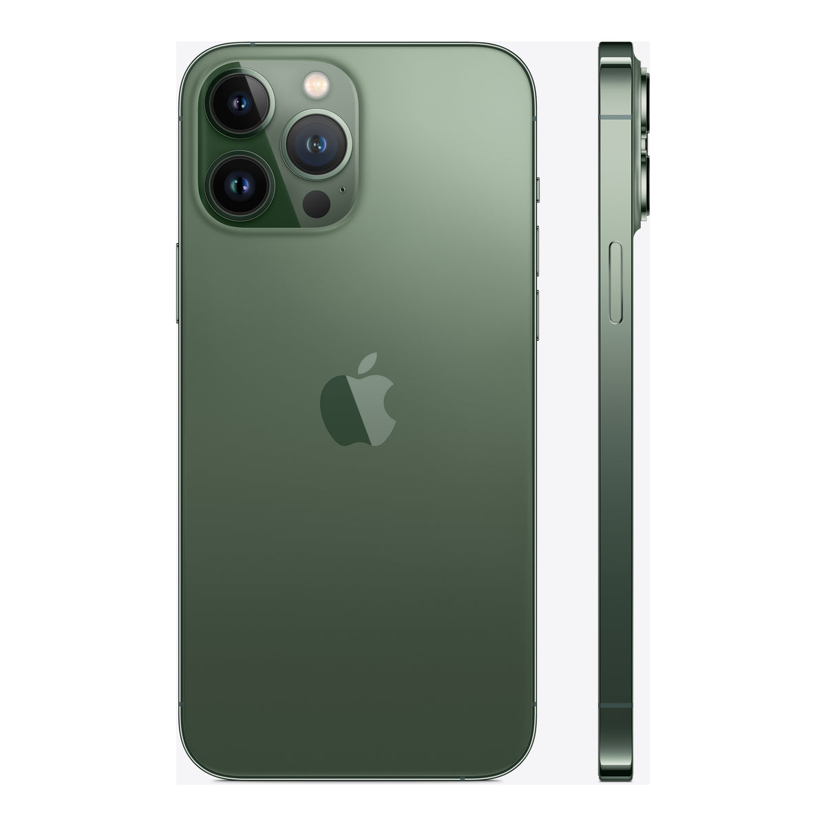 Apple iPhone 13 Pro Max in Alpine Green, angled view