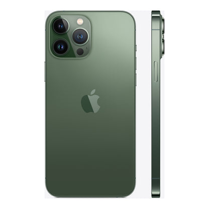 Apple iPhone 13 Pro Max in Alpine Green, angled view