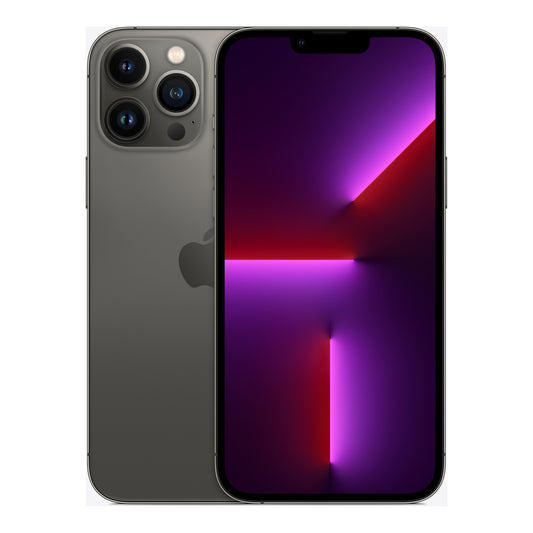 Apple iPhone 13 Pro Max in Graphite, front and back