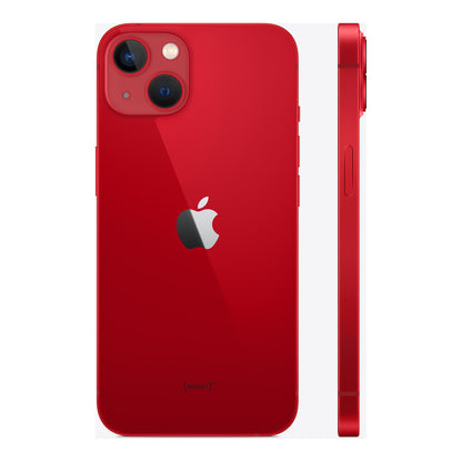 Apple iPhone 13 in (PRODUCT)RED, angled view