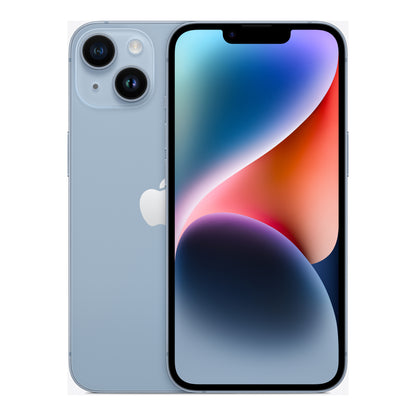 Apple iPhone 14 in Blue, front and back