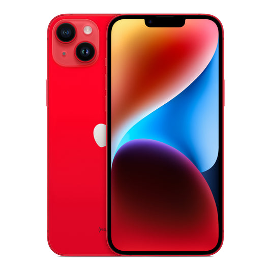 Apple iPhone 14 Plus in (PRODUCT)RED, front and back