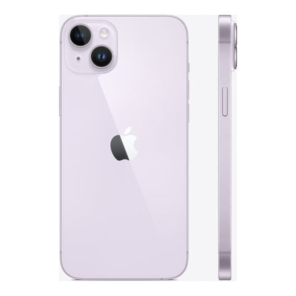 Apple iPhone 14 Plus in Purple, angled view