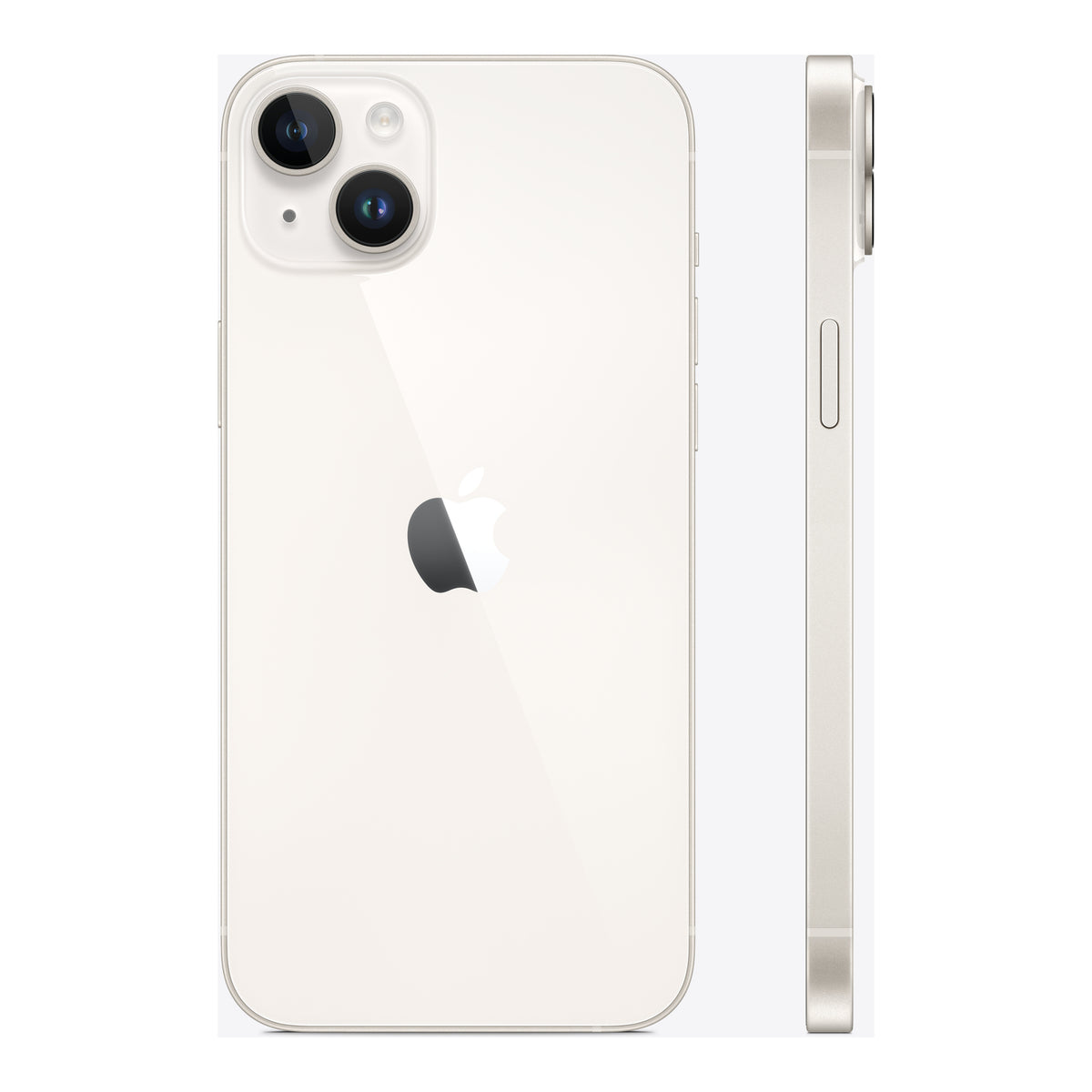 Apple iPhone 14 Plus in Starlight, angled view