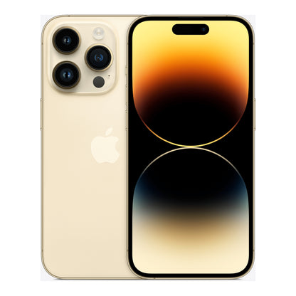 Apple iPhone 14 Pro in Gold, front and back