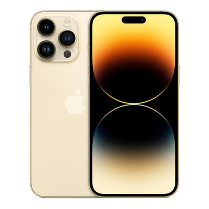 Apple iPhone 14 Pro Max in Gold, front and back