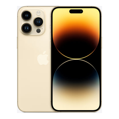 Apple iPhone 14 Pro Max in Gold, front and back