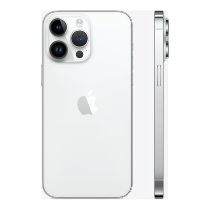 Apple iPhone 14 Pro Max in Silver, angled view