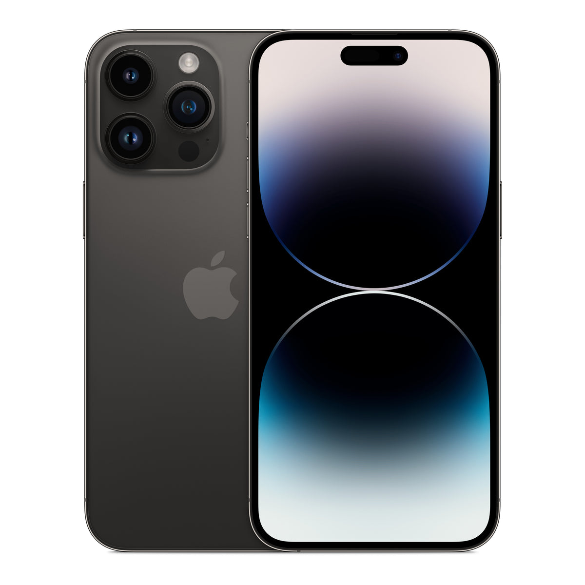 Apple iPhone 14 Pro Max in Space Black, front and back