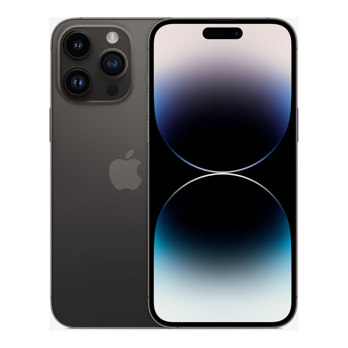 Apple iPhone 14 Pro Max in Space Black, front and back