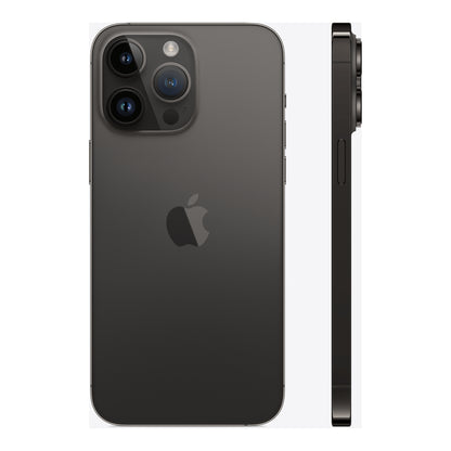 Apple iPhone 14 Pro Max in Space Black, angled view