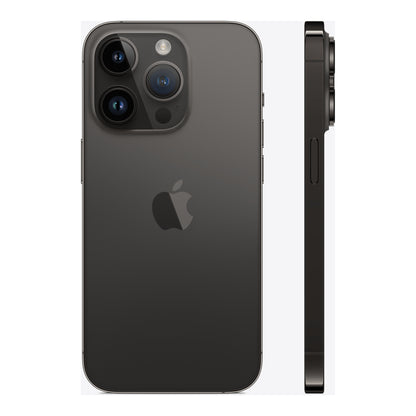 Apple iPhone 14 Pro in Space Black, angled view