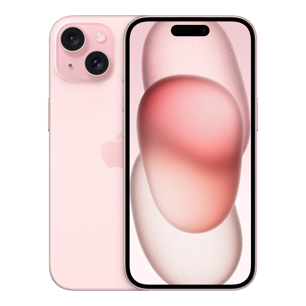 Apple iPhone 15 in Pink, front and back