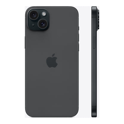 Apple iPhone 15 Plus in Black, angled view