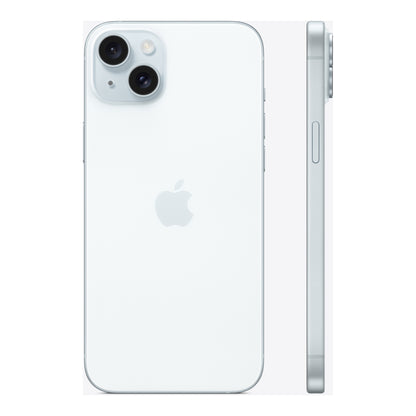 Apple iPhone 15 Plus in Blue, angled view