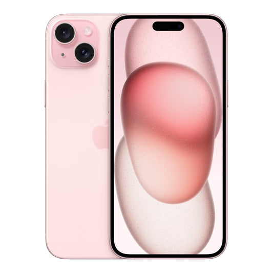 Apple iPhone 15 Plus in Pink, front and back