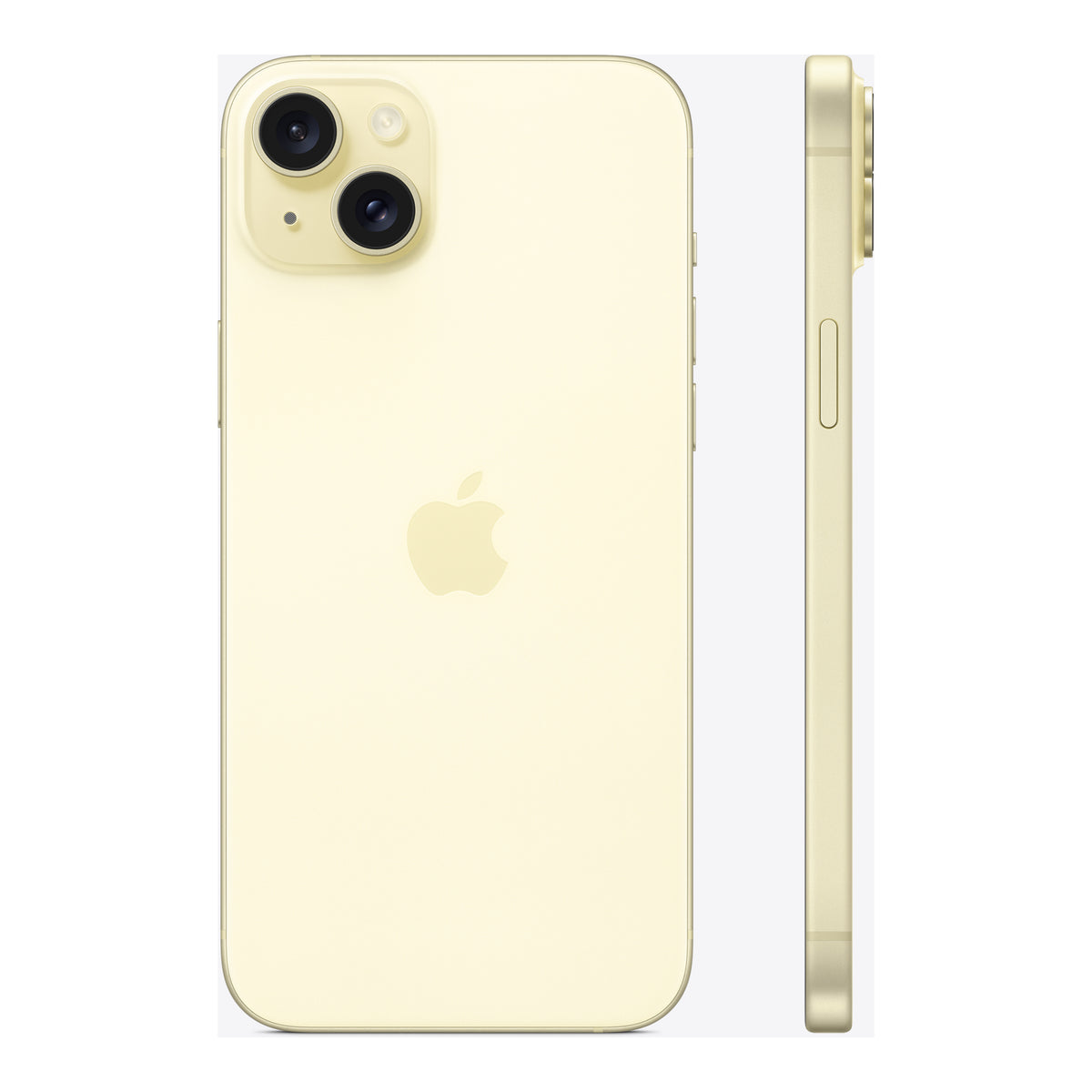 Apple iPhone 15 Plus in Yellow, angled view