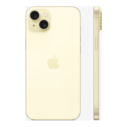 Apple iPhone 15 Plus in Yellow, angled view