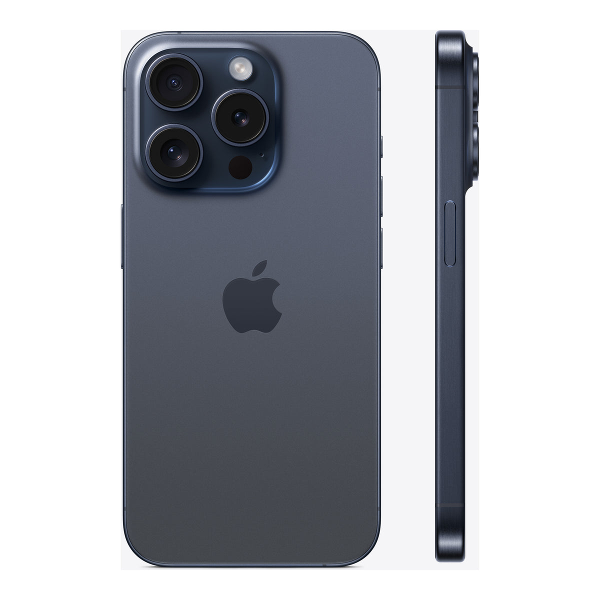 Apple iPhone 15 Pro in Blue Titanium, angled view