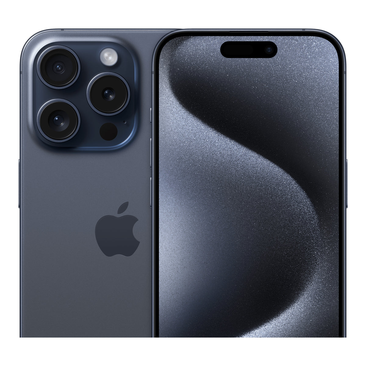 Apple iPhone 15 Pro in Blue Titanium, angled view