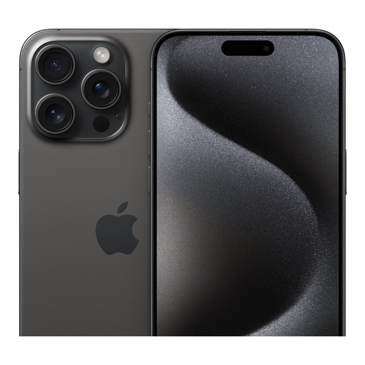 Apple iPhone 15 Pro Max in Black Titanium, angled view