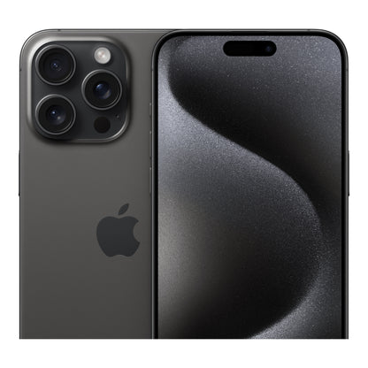 Apple iPhone 15 Pro Max in Black Titanium, angled view