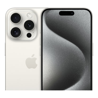 Apple iPhone 15 Pro in White Titanium, angled view