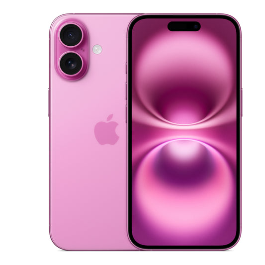 Apple iPhone 16 in Pink, front and back
