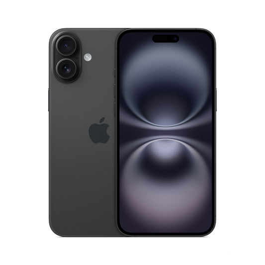 Apple iPhone 16 Plus in Black, front and back