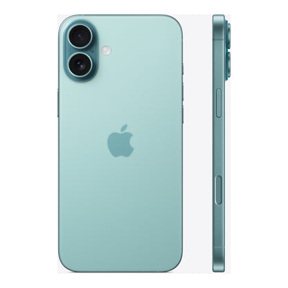 Apple iPhone 16 Plus in Teal, angled view