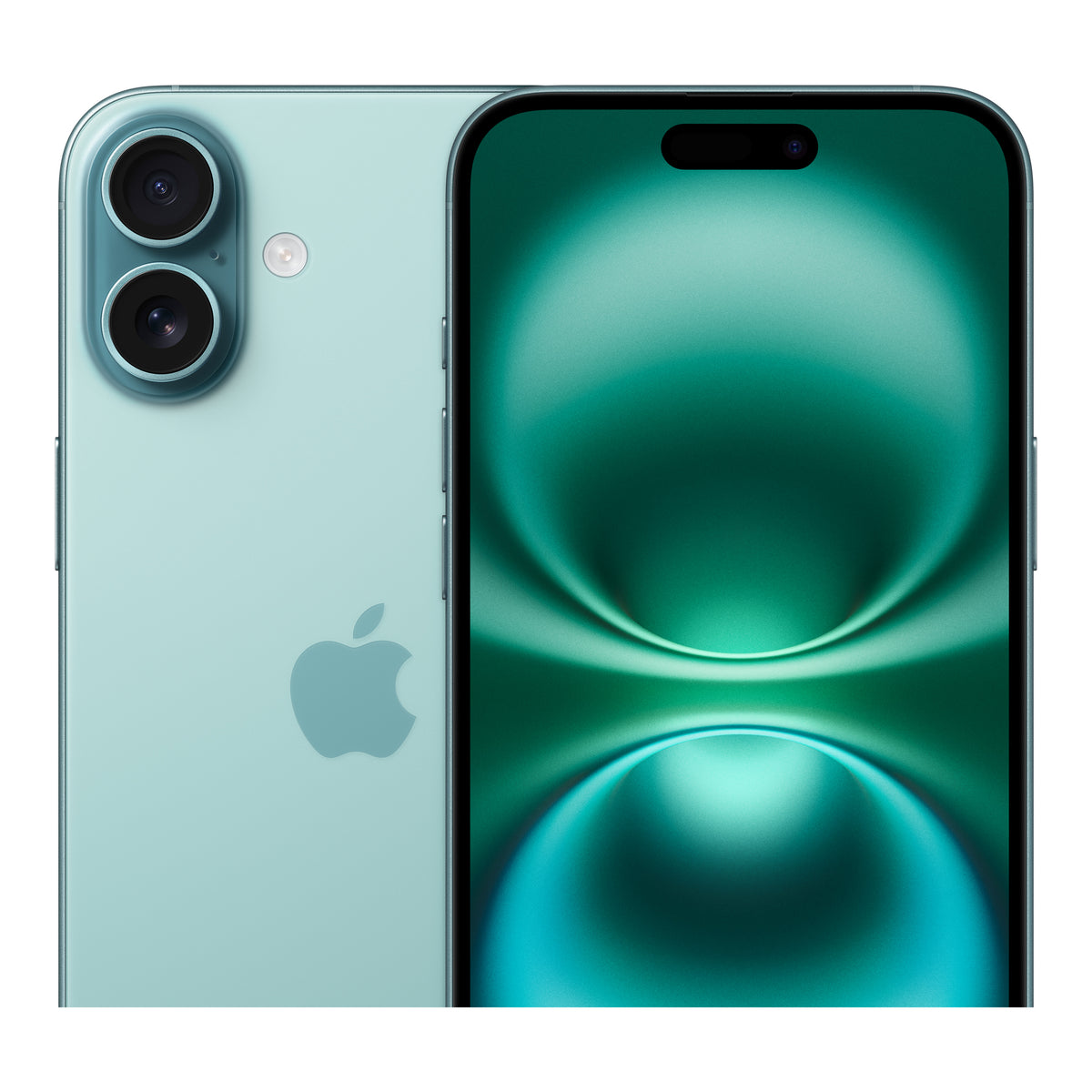 Apple iPhone 16 Plus in Teal, angled view