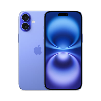 Apple iPhone 16 Plus in Ultramarine, front and back