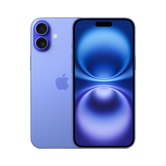 Apple iPhone 16 Plus in Ultramarine, front and back