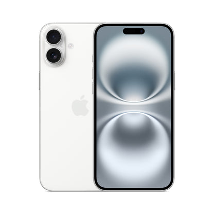 Apple iPhone 16 Plus in White, front and back