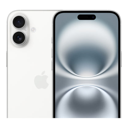Apple iPhone 16 Plus in White, angled view
