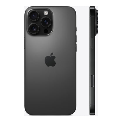 Apple iPhone 16 Pro Max in Black Titanium, angled view