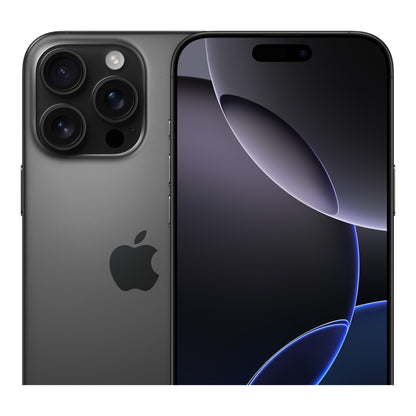 Apple iPhone 16 Pro Max in Black Titanium, angled view