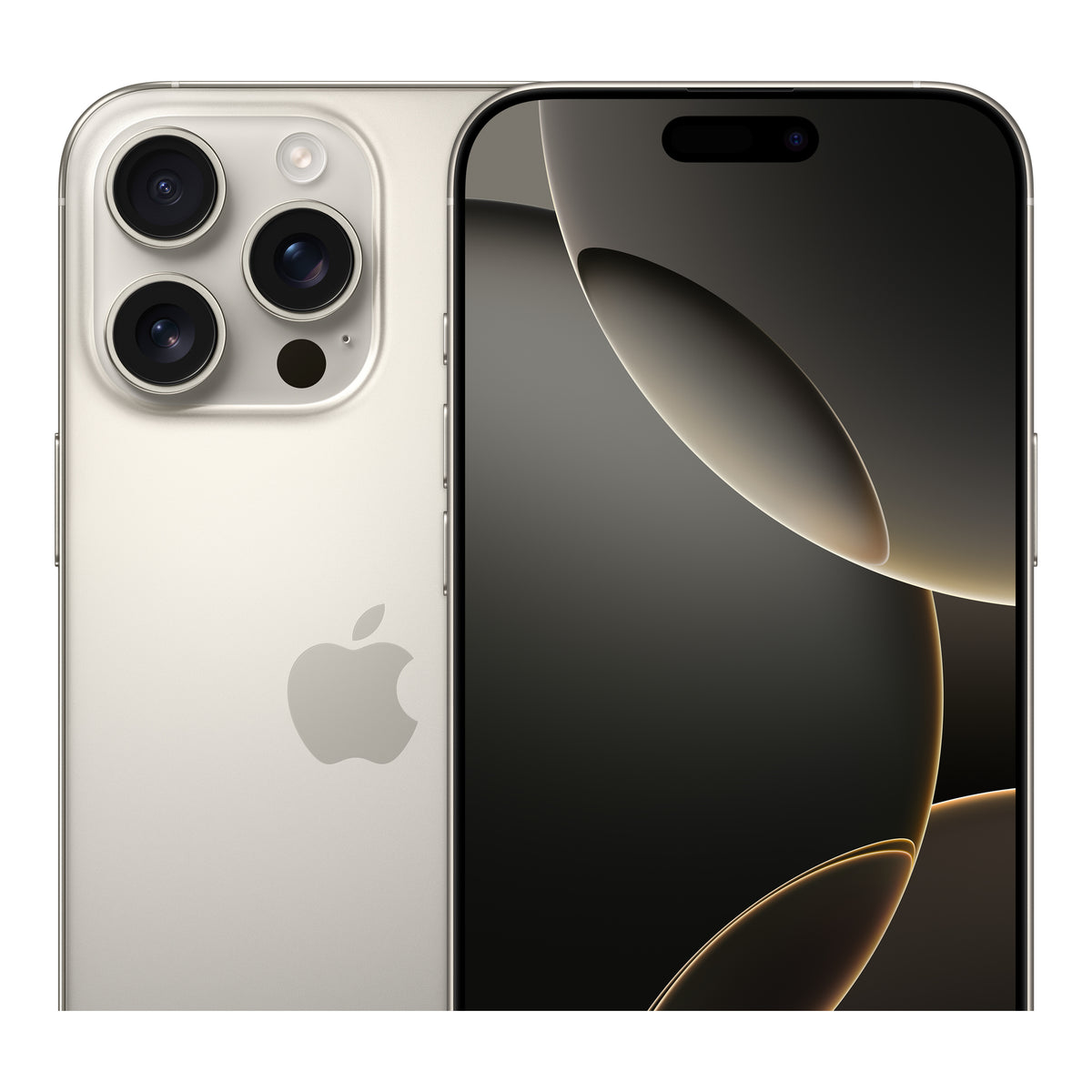 Apple iPhone 16 Pro Max in Natural Titanium, angled view