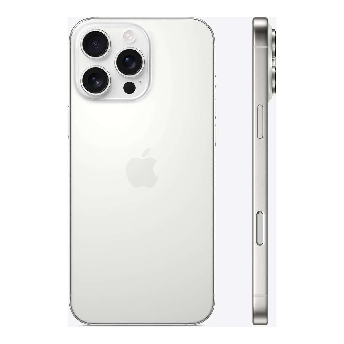 Apple iPhone 16 Pro Max in White Titanium, angled view
