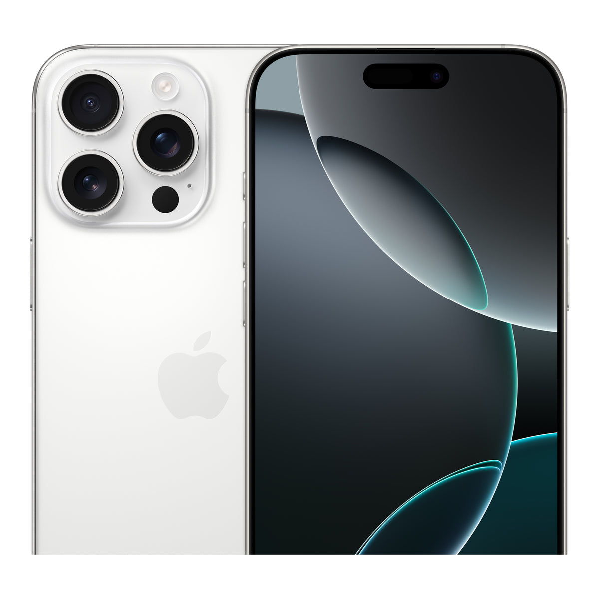 Apple iPhone 16 Pro Max in White Titanium, angled view