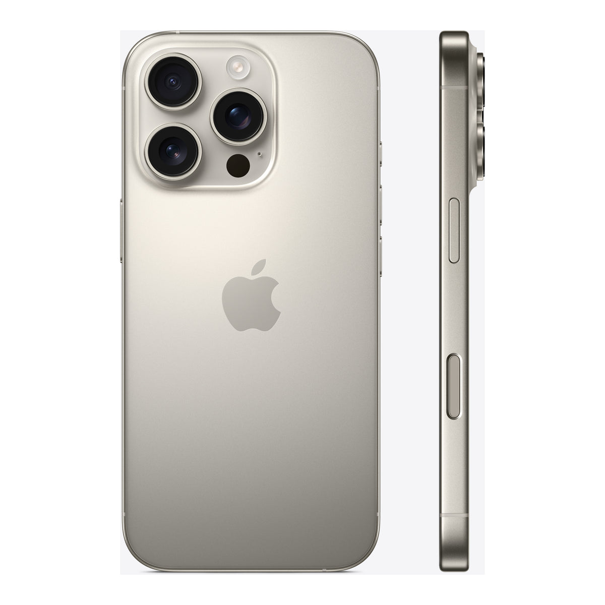 Apple iPhone 16 Pro in Natural Titanium, angled view