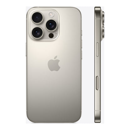 Apple iPhone 16 Pro in Natural Titanium, angled view
